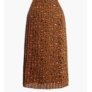 Jcrew Factory Leopard Pleated Midi Skirt